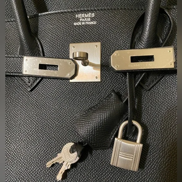 HP🎉RARE HERMÈS BIRKIN BRUSHED PALLADIUM HW EPSOM BLACK LEATHER 35 cm - Picture 14 of 16